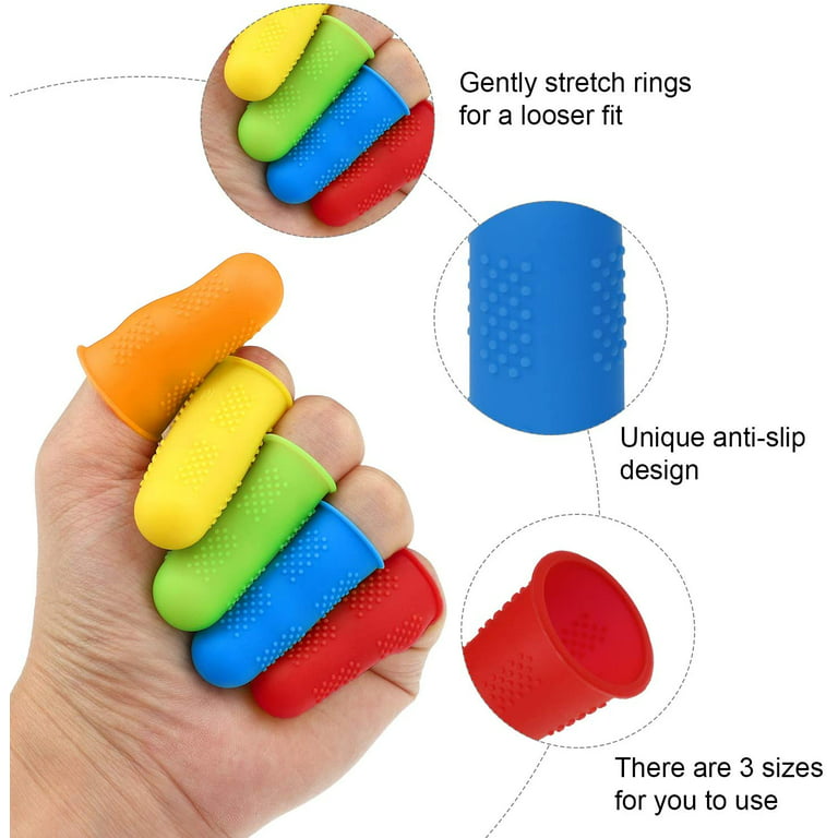  CHENHN 5 Pcs Silicone Finger Tip Protectors Pads Reusable  Thimble Grips Finger Guard Covers for Crafts Paperwork(Dark Blue) : Health  & Household