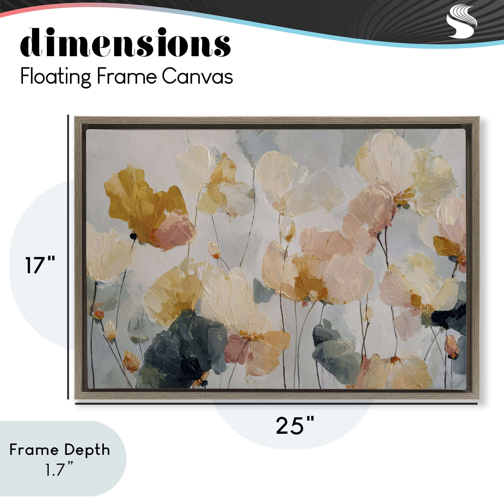 Stupell Industries Abstract Brushed Petals Brown Framed Floater Canvas Wall Art, design by Jacky Ngan