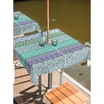 thumbnail image 2 of Outdoor Tablecloths with Umbrella Hole & Zipper, Purple Green Boho 60x60 Inch Square Tablecloths, Vintage Ethnic Tribe Abstract Art Waterproof Table Cloth, Patio/Pool/Picnic Table Covers, 2 of 8