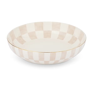 Ceramic Serve Bowl with Gold Rim, 54 Fl Oz