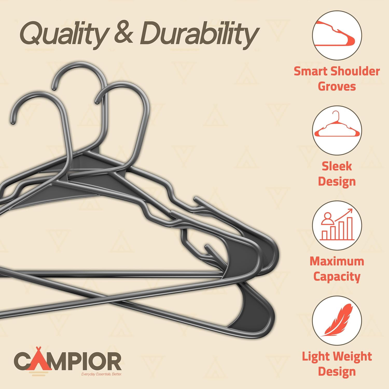 Gray Plastic hangers 120 Pack– Heavy-Duty Plastic Hangers Slim and Space-Saving Hangers, Durable & Lightweight PP Hangers with Non-Slip Shoulder Notches for Slip Dresses, Suits, Jackets & Camisoles