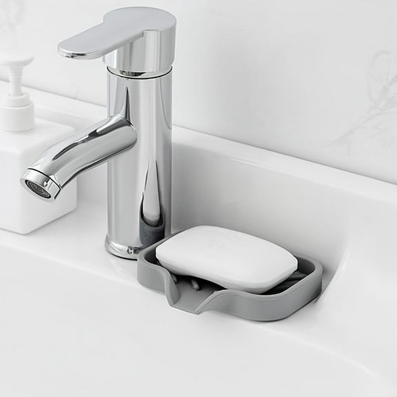 Gray Silicone Sink Guard & Soap Mat – Non-Slip Countertop Tray with Water Drainage for Kitchen, Bathroom & Laundry, 9.45 x 5.9 Inch