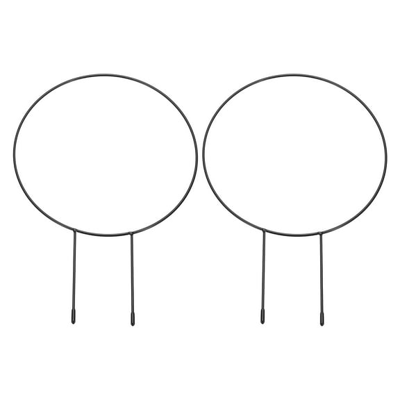 Uxcell 13.4 x 9.1Inch Circle Metal Plant Trellis, 2 Pcs Plants Climbing Holder Rack Vine Stem Support Wire Closed, Black