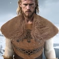 thumbnail image 2 of Lovzfmll Viking Faux Fur Collar for Men, Fur Mantle Shoulder Shawl Wrap, Medieval Retro Cloak Halloween Cosplay Costume, 2 of 5