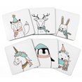 thumbnail image 1 of Inkdotpot Ensemble de 6 sous-Verres Faciles à Nettoyer 4-Zoll SquareCoasters Base en Cork-Réutilisable - Animaux d'Hiver, 1 of 8