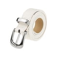 thumbnail image 1 of CINTURÓN DE CUERO SINTÉTICO INSPIRADO CHIC para Mujeres con Hebilla de Oro/Plata, Cinturones Casuales de 0.9" de Ancho para Jeans, Pantalones y Vestidos 42.1x0.9" (LxA) Hebilla Plateada-Blanco, 1 of 6