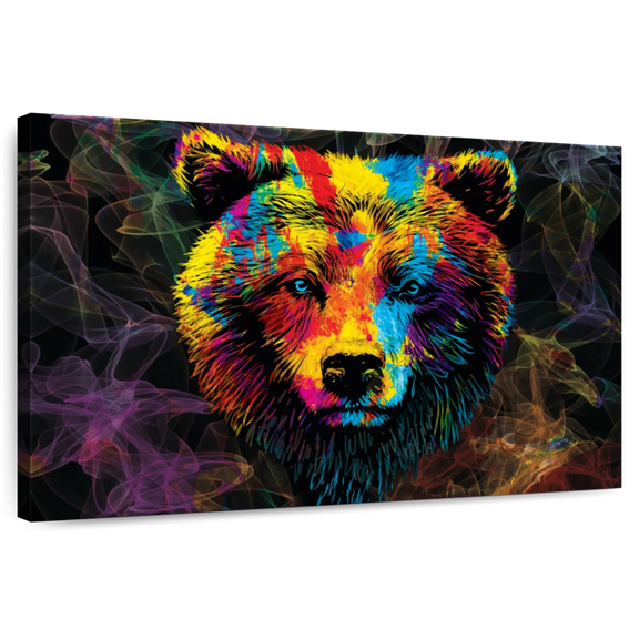 Elephant Stock Smoky Color Bear Wall Art - Horizontal Canvas Wall Art - Living Room Wall Decor - Animal Canvas - Gold And Brown Decor - 12" x 8"
