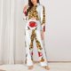 thumbnail image 2 of Balery Christmas Gnomes In Leopard Conjunto de Pijama con Estampado para Mujer, Conjunto de Dos Piezas con Manga Larga, Ropa de Dormir Suave con Bolsillos, Pijamas Cómodos-XX-Large, 2 of 7