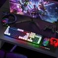 thumbnail image 3 of Ensemble de Clavier et Souris de Jeu Filaire, Clavier Filaire Rétroéclairé à DEL Arc-en-Ciel, Écouteurs avec Microphone, Souris de Jeu Rétroéclairée Arc-en-Ciel, Tapis de Souris, Compatible avec PC et Portable, Noir et Blanc, 3 of 19