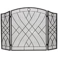 thumbnail image 1 of Dagan AHS116 Weave Design 3 Fold Arched Wrought Iron Screen, Black, 1 of 1