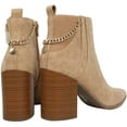 thumbnail image 4 of Soda Women Ankle Boots Elastic Side Zipper Zip-Up Chain Booties Block Heel Pointy Toe DAMIA-S Wheat Beige Tan 8, 4 of 5