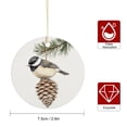 thumbnail image 2 of Watercolor Chickadee Bird Pine Cone Nature Christmas Ornaments Bird Lover Gifts Christmas Tree Hangings Christmas Decorations Ceramic Ornaments, 2 of 8