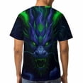 thumbnail image 4 of LAOLIUSN Men’s Dragon T Shirt 3D All Over Print Graphic Tee, Dark Fantasy Fire Dragon Face with Glowing Eyes, Short Sleeve Crewneck Streetwear Shirt S-4XL, 4 of 7