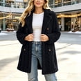 thumbnail image 4 of ITSAME Womens Fleece Mid Length Coat Notched Lapel Button Front Warm Winter Outerwear Jacket Black Size L, 4 of 9