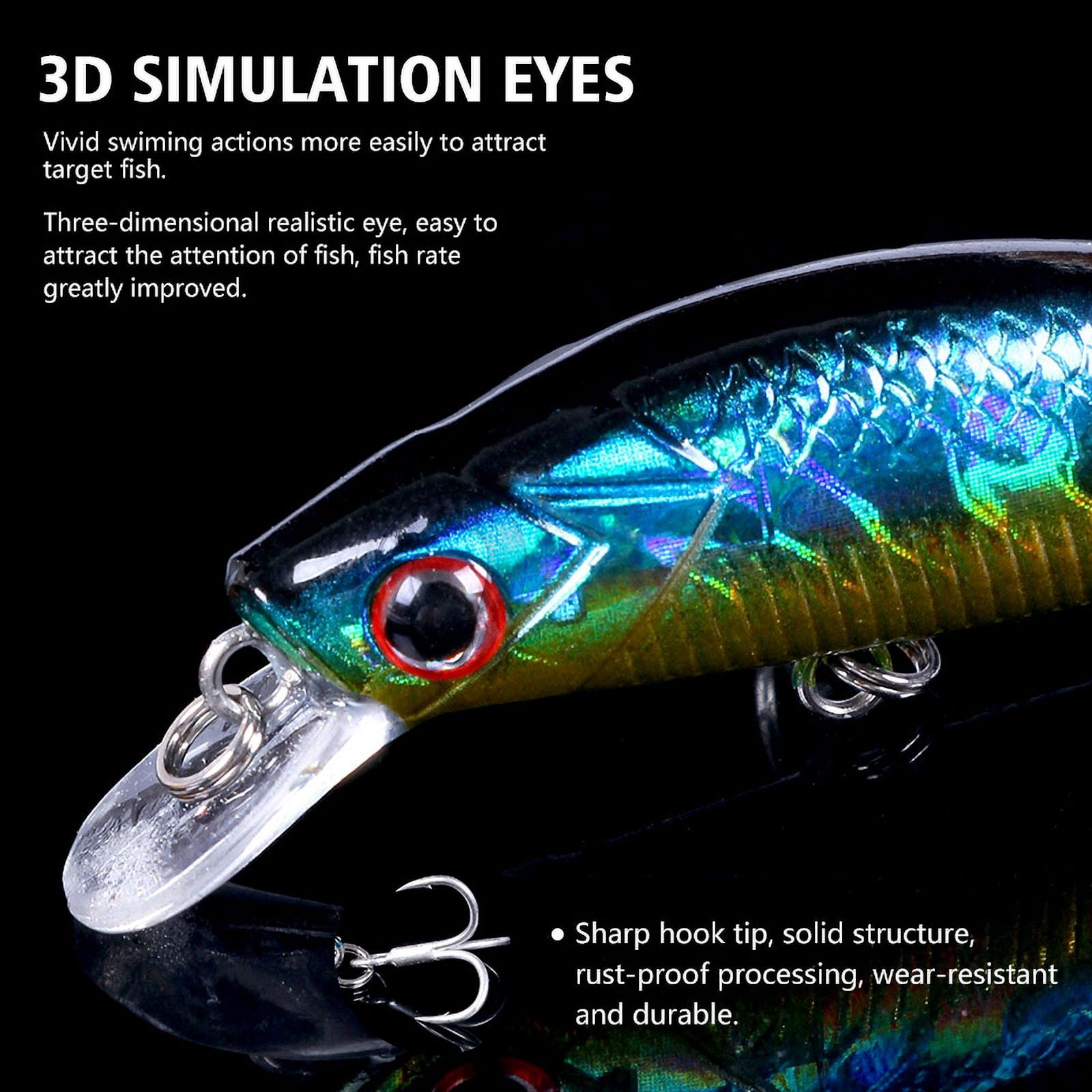 HENGJIA Fishing Lures Hard Bait Minnow VIB Lure with Treble Hook Life-Like Swimbait Fishing Bait Popper Crankbait Sinking Lure for Trout Bass Walleye Redfish, 10PCS