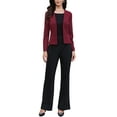 thumbnail image 2 of INSPIRE CHIC Blazer for Women's Work Office Casual Long Sleeve Open Front Collarless Suit Jackets with Pockets XL Burgundy, 2 of 6