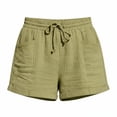 thumbnail image 4 of BRELIL Women's Elastic Waist Shorts with Pockets Casual Solid Lounge Shorts Beach Vacation Summer Outfits Loose Fit Travel Trousers, Green S, 4 of 7