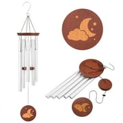 Famiry Wind Chimes for Outside Deep Tone, 36 inches Large Sympathy Wind Chimes with 5 Metal Tubes & Hook，silver