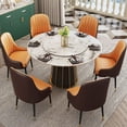 thumbnail image 2 of POVISON Modern Orange Dining Chair (Set of 2), with PU Leather and Iron Legs, 2 of 8