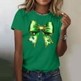 thumbnail image 2 of FRSASU Womens T-Shirt,Crewneck Tee Green Bow Shamrock Short Sleeve Casual T Shirts Basic Tees Green, 2 of 5