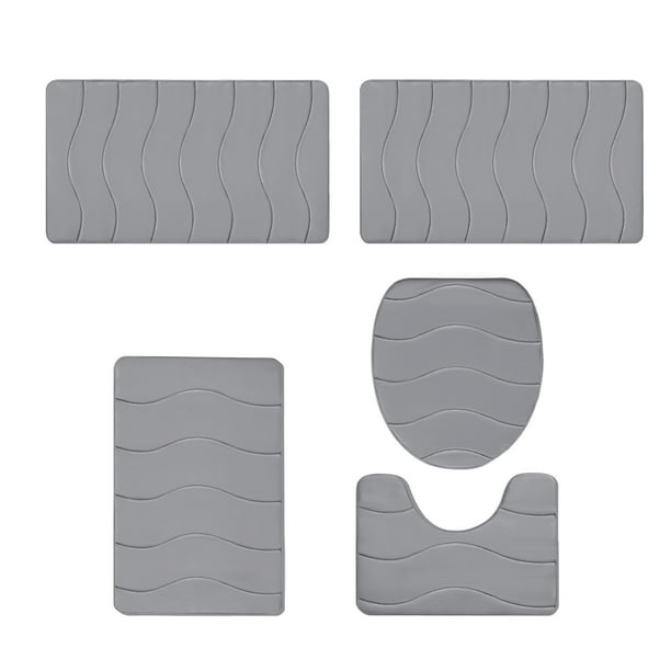 Alfombras de baño, alfombras para sala de estar, alfombra de área, alfombra de baño de espuma, juego de 5 alfombras de baño para 5 piezas, alfombrillas de inodoro universales, suaves, cómodas, con abs