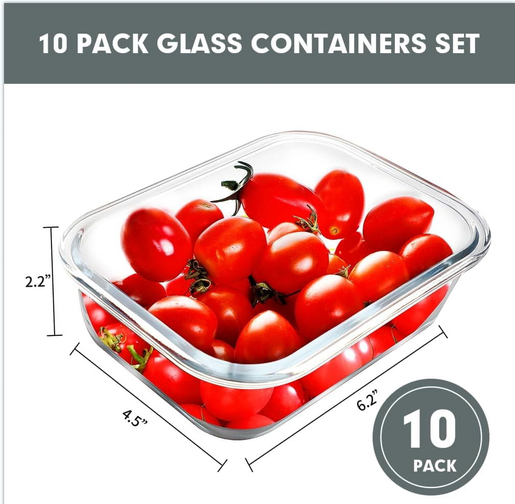 10Pack 22OZ Glass Meal Prep Containers, Airtight Glass Lunch Containers Set, Glass Food Storage Containers with Lids,Exclusive of BPA, for Microwave, Oven, Freezer&Dishwasher Friendly,Green