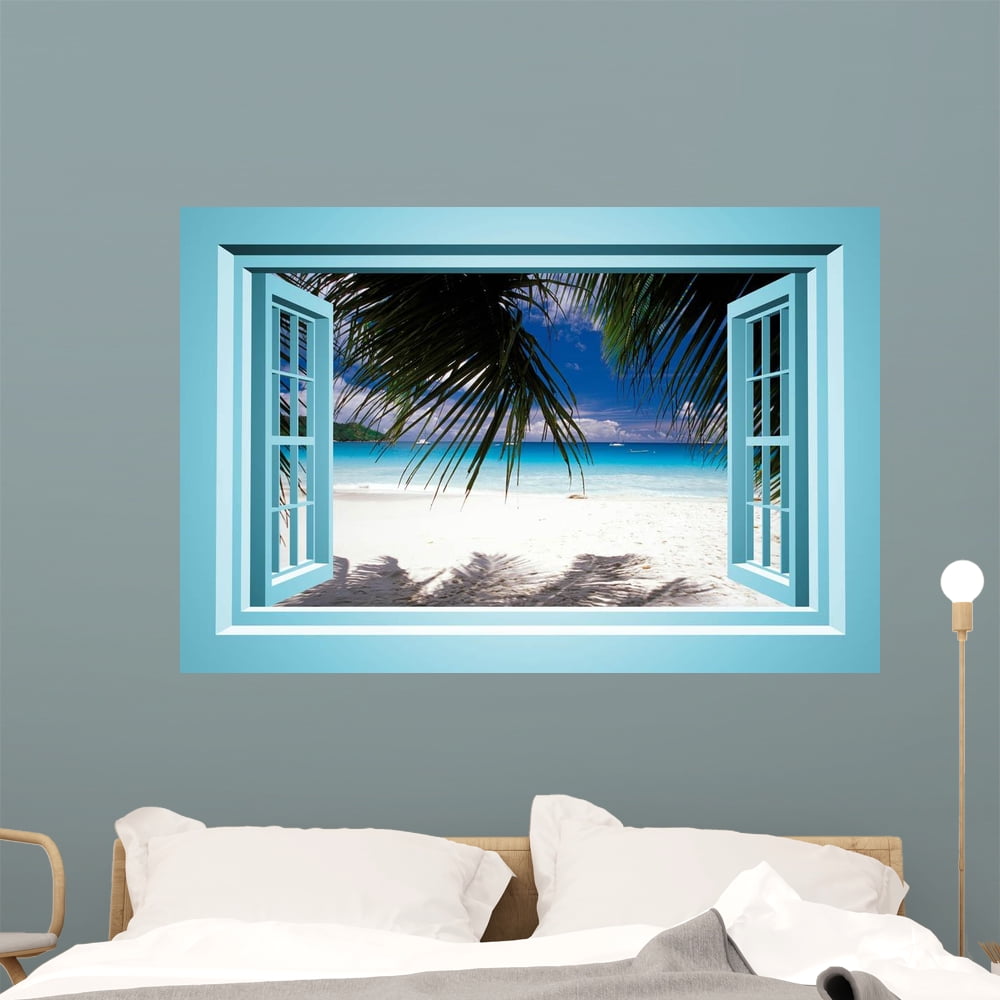 African Paradise Faux Window Wall Mural By Wallmonkeys L And Stick Graphic 24 In W X 16 H Wm215604