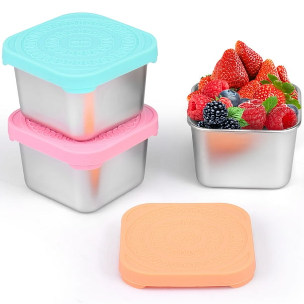 VPASION 2-Pack Silicone Snack Containers - 8 Oz, 2 Compartment, Leak-Proof Lids For Sauce, Dressing, Travel