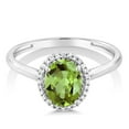 thumbnail image 3 of Gem Stone King 10K White Gold Green Peridot and Diamond Halo Engagement Ring for Women (1.33 Cttw, Gemstone Birthstone), 3 of 6