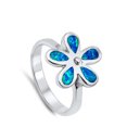 thumbnail image 4 of CHOOSE YOUR COLOR Blue Simulated Opal Flower Ring .925 Sterling Silver Band CZ Female Size 9, 4 of 4