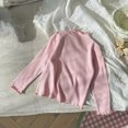 thumbnail image 4 of Resicozy Girls Long Sleeve Shirts Ribbed Tops Lettuce Trim T-Shirts, Crew Neck Basic Tees, Cute Teens Stretch Blouses, for Kids 2-12 Years Pink 130, 4 of 7