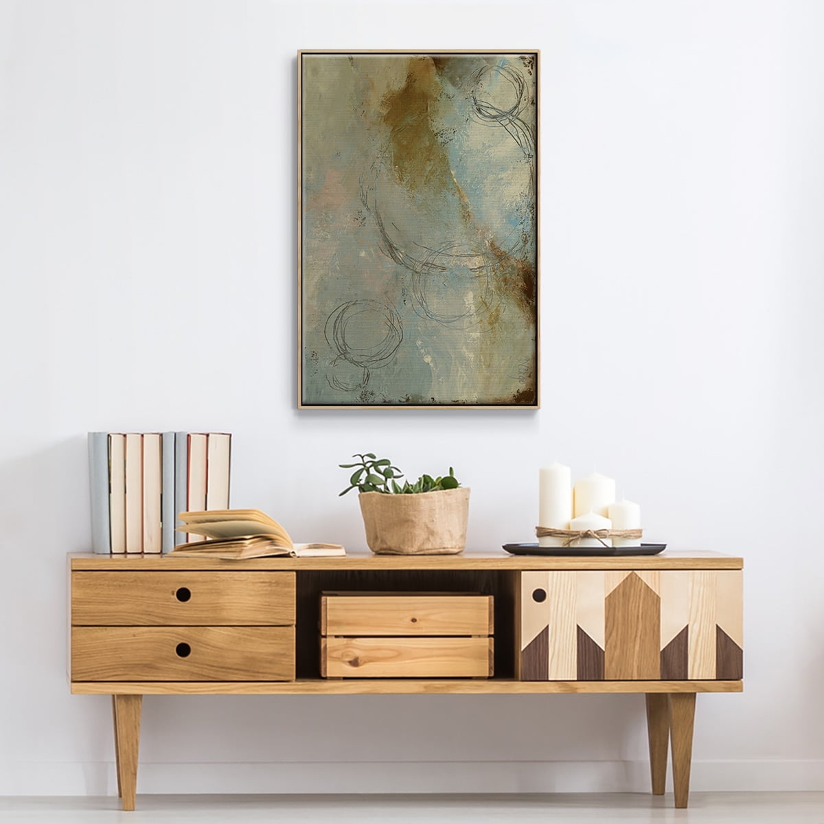 Zen Path I Framed Premium Gallery Wrapped Canvas - Ready to Hang - 17 x 25 - Natural Wood Floating Frame