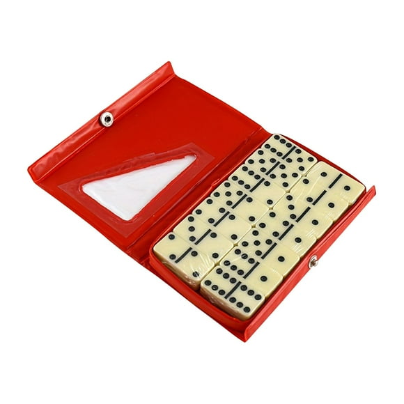 Bunblic Dominos Set Game Board Game Fun Game Night with Portable Box Activity Classic Blocks Game 28 Pieces Dominoes for Adults Teens Red