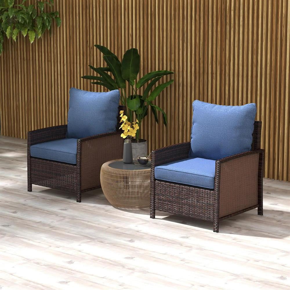 Resenkos Patio Chair Cushions, Outdoor Chair Pads,4 Patio Chair Cushions with Seat & Backrest, Fade Resistant Seat Replacement Cushion Set, Blue