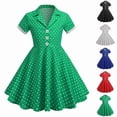 thumbnail image 4 of YOUYEDIAN Kids Notch Lapel 50s Dress for Girls Vintage Retro 1950s Polka Dot Dress for Girls 50's Swing Dress (White, 6-7 Years), 4 of 4