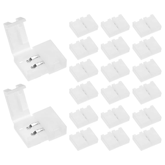 Uxcell 20-Pack 2-Pin 8mm LED Strip Lights Connectors for 5050 2835 Strip Light DIY Lighting [White]