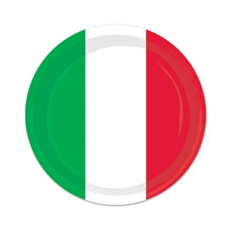 96 Pack Beistle Fiesta Red, White/Green Paper Plates 7 inch