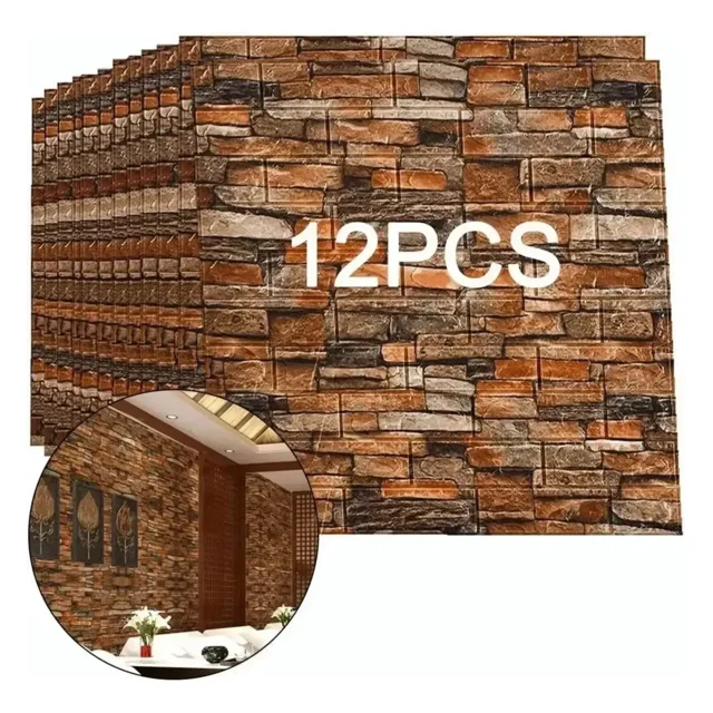 Pegatinas De Pared De Ladrillo Autoadhesivas 3d 12 Piezas