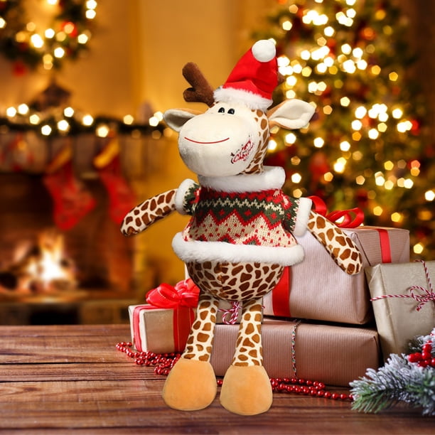 Christmas Giraffe Stuffed Animal Plush Toy-Super Soft Wild Animal Dress Up with Red Santa Claus Outfit, Cute Wildlife Gift Perfect Holiday, Personalization Gift for Birthday, Romantic Date-17 Inch