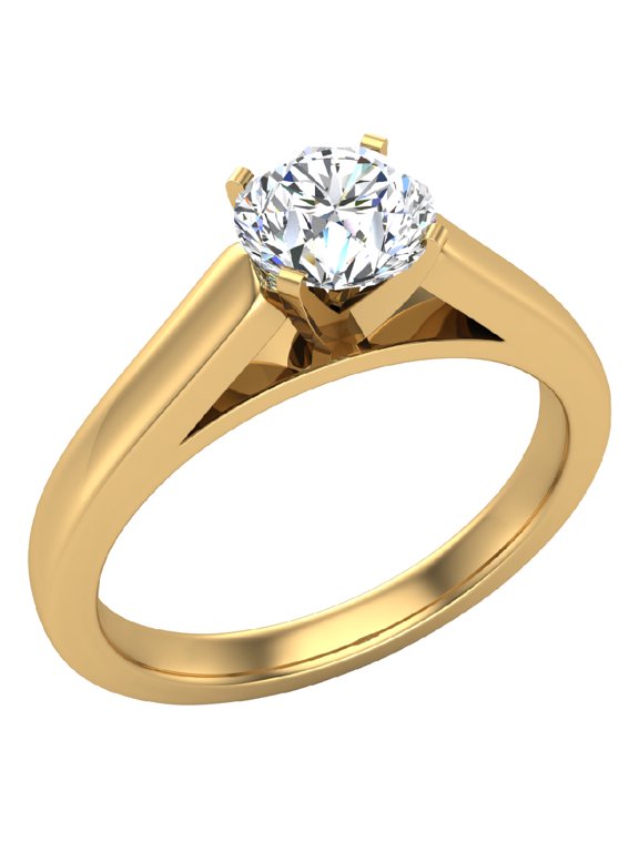 0.50 Carat G VS2 Round Brilliant Diamond Engagement Ring For Women 18k Gold 4 Prong Solitaire Setting