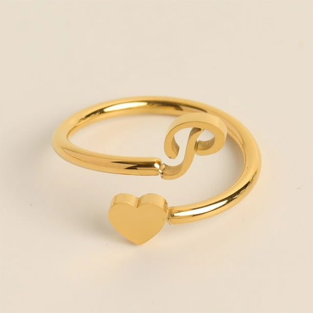 Xihbxyly Anillos de Inicial de Oro, Anillo Apilable con Letra Abierta, Joyería Ajustable con Alfabeto, Regalos Personalizados Únicos, Accesorio de Moda para Mujer, Perfecto para Mamá o Novia.
