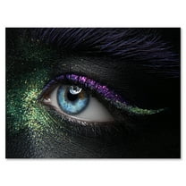Designart ' Woman Eyes With Green & Purple Pigment & Sparkles ' Modern Canvas Wall Art Print