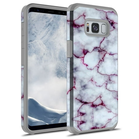 Samsung Galaxy S8 Case, Rosebono Slim Hybrid Shockproof Hard Cover Graphic Fashion Colorful Skin Cover Armor Case for Samsung Galaxy S8 (Purple Marble)