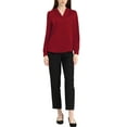 thumbnail image 2 of INSPIRE CHIC Women's Shirt Flat Collar Long Sleeves Button Down Office Satin Shirt XS Red, 2 of 5