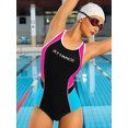 thumbnail image 6 of Attraco Women's One-piece Sports Swimsuit Color Block Water Aerobic Swimwear Bathing Suit, 6 of 6