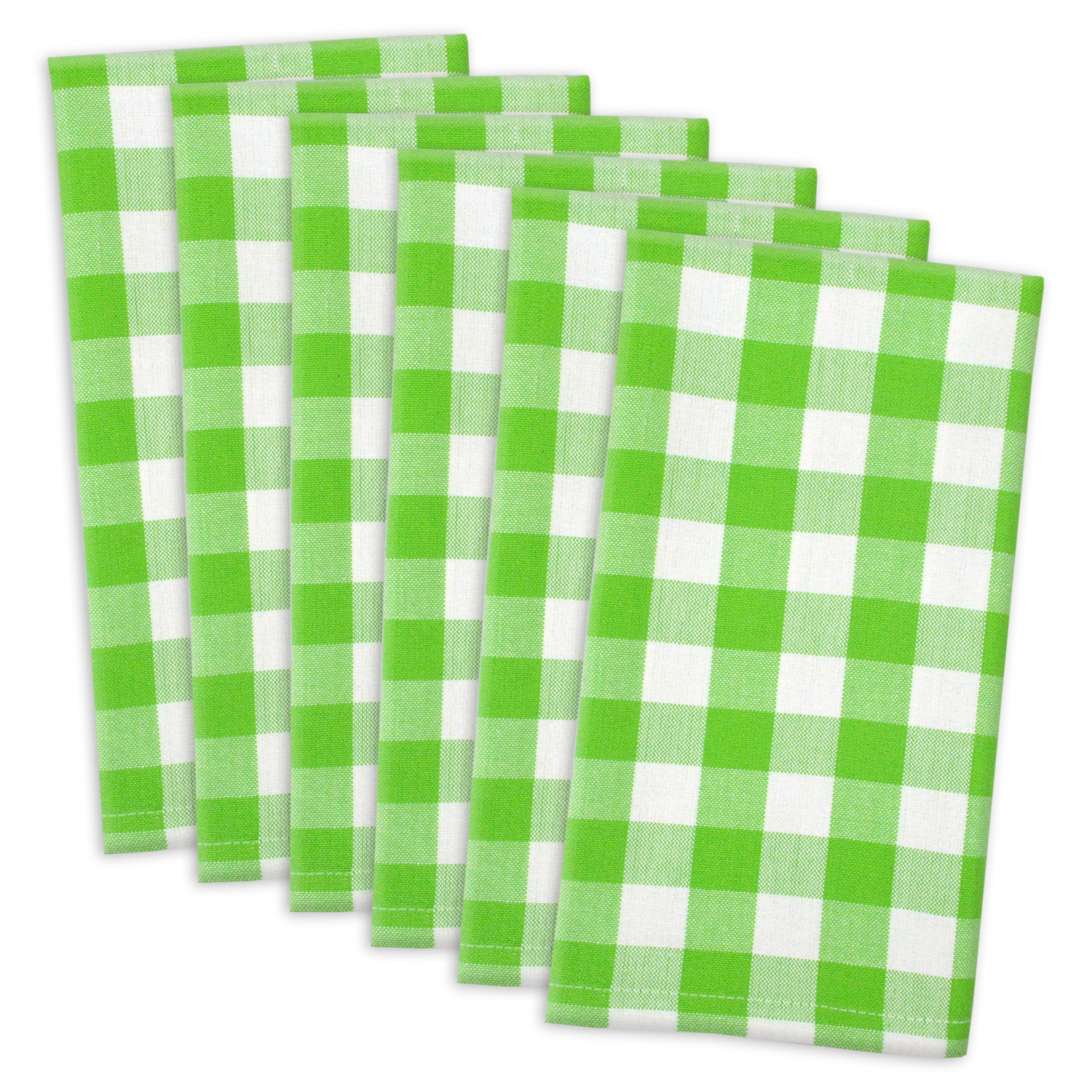 Pack of 6 Lime Green and White Plaid Checkered Cloth Napkins 20