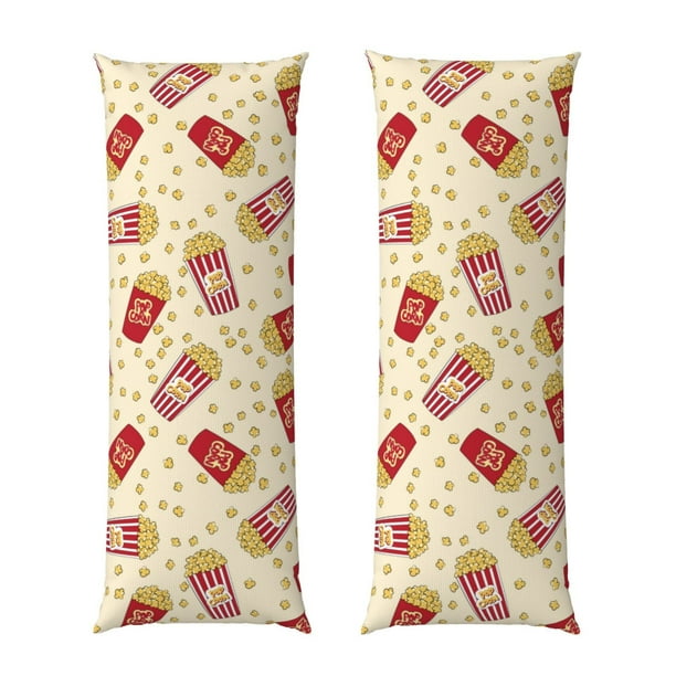 Fotbe Cartoon Popcorn Funda para Almohada Corporal con Diseño, Funda de Microfibra Ultrasuave de 20x54 Pulgadas, Ropa de Cama Elegante