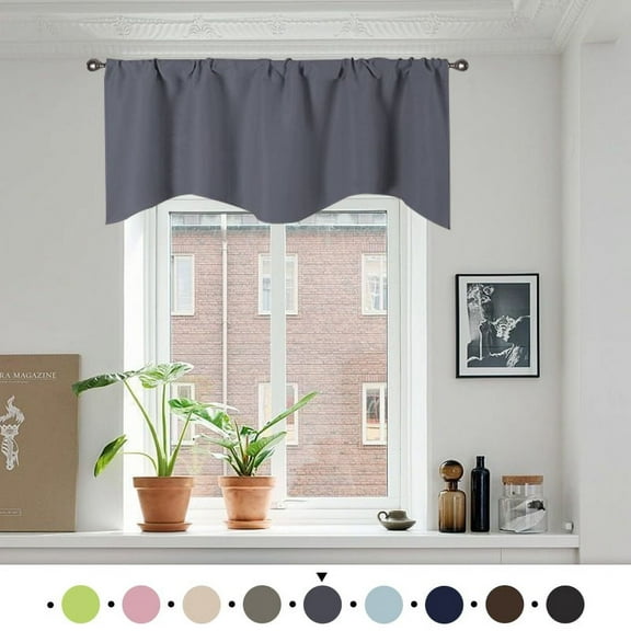 Howarmer Solid Color Polyester Valance Curtains with Rod Pocket ( Dark Gray )