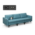 thumbnail image 1 of Costway Modular 3-Seat Sofa Couch w/ Socket USB Ports & Side Storage Pocket Blue, 1 of 10