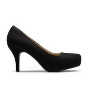 BURUDANI Women's New Classic Elegant Versatile Low Stiletto Heel Dress Platform Pumps Shoes
